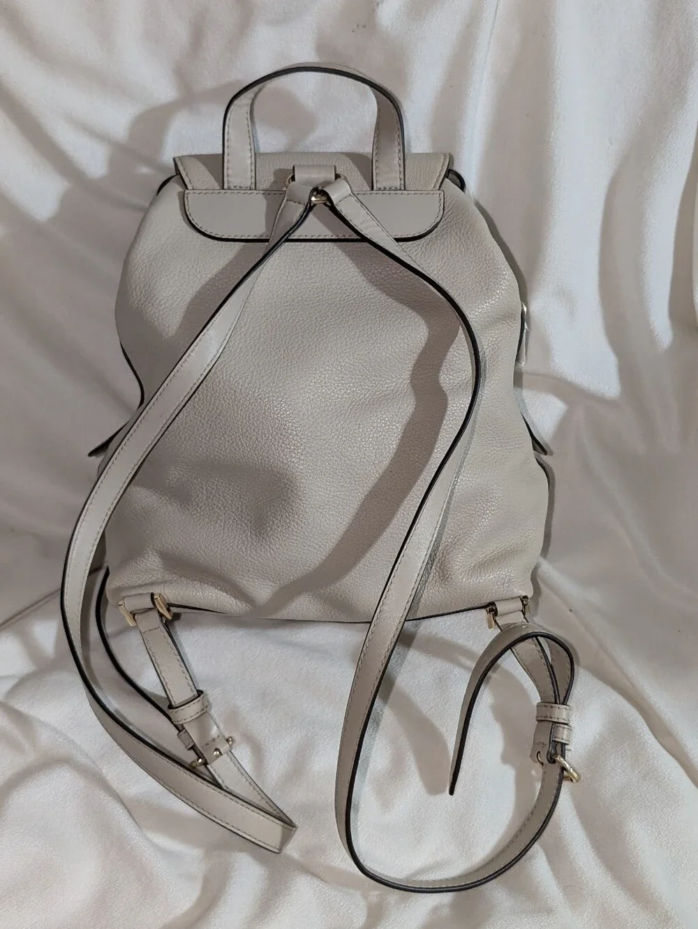 Michael Kors Raven Leather Backpack Light Sand New